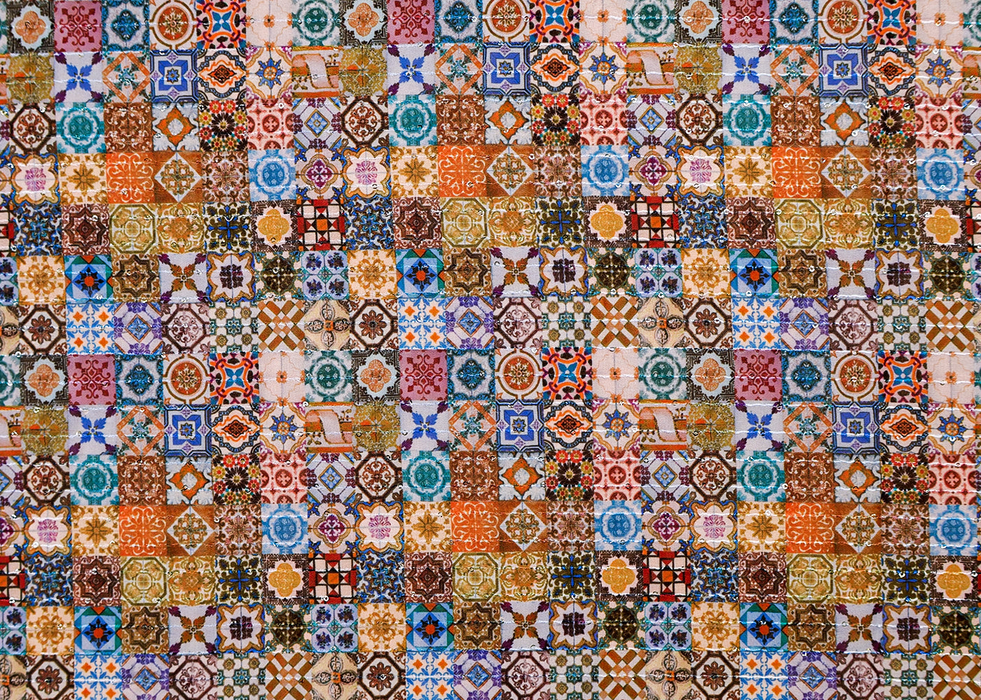 Multi- Colour Georgette Fabric with All Over Traditional Print 14945