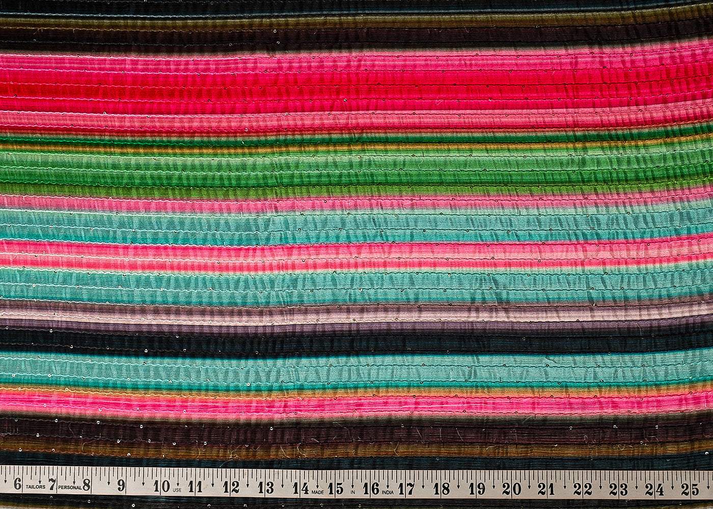 Multi Color Chinon Chiffon Fabric With All Over Abstract Print, Thread And Sequins Work 14946