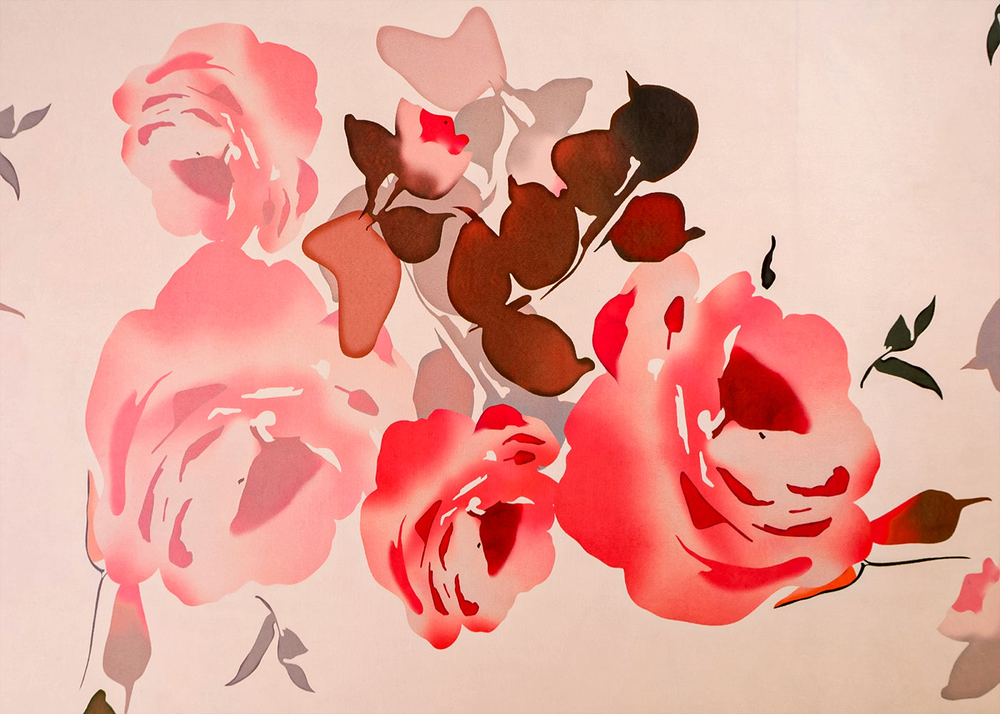 White Satin Organza Fabric with All Over Floral Pattern 14971