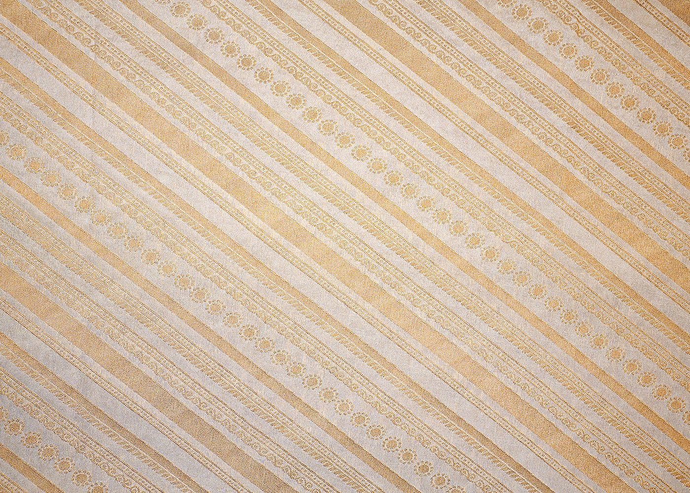 Striped Elegance Dyeable Brocade with All-Over Strips of Golden Thread Handloom