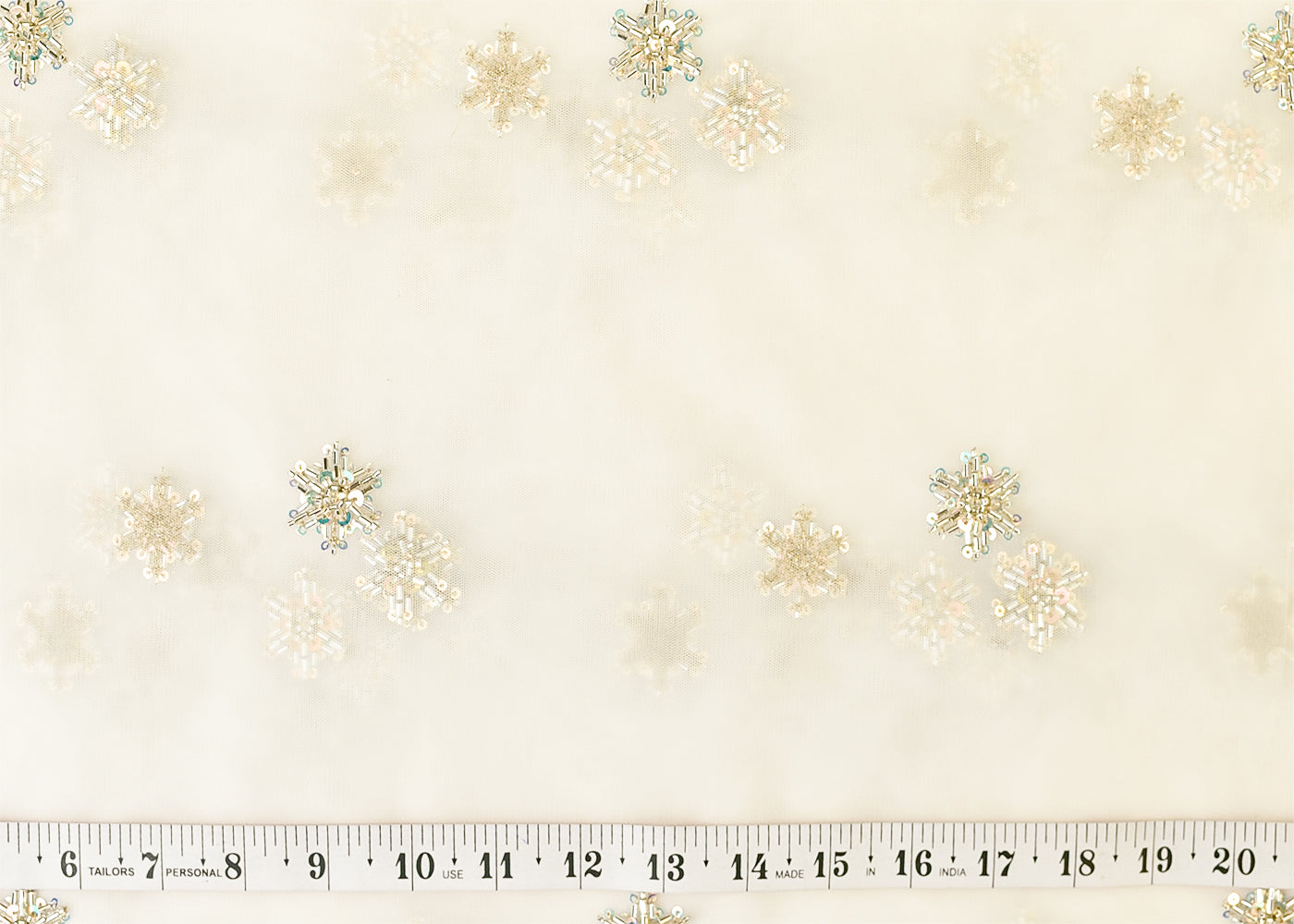 The Noor - White Net Fabric with Classic Katdana and Rainbow Sequins Buti | 15000