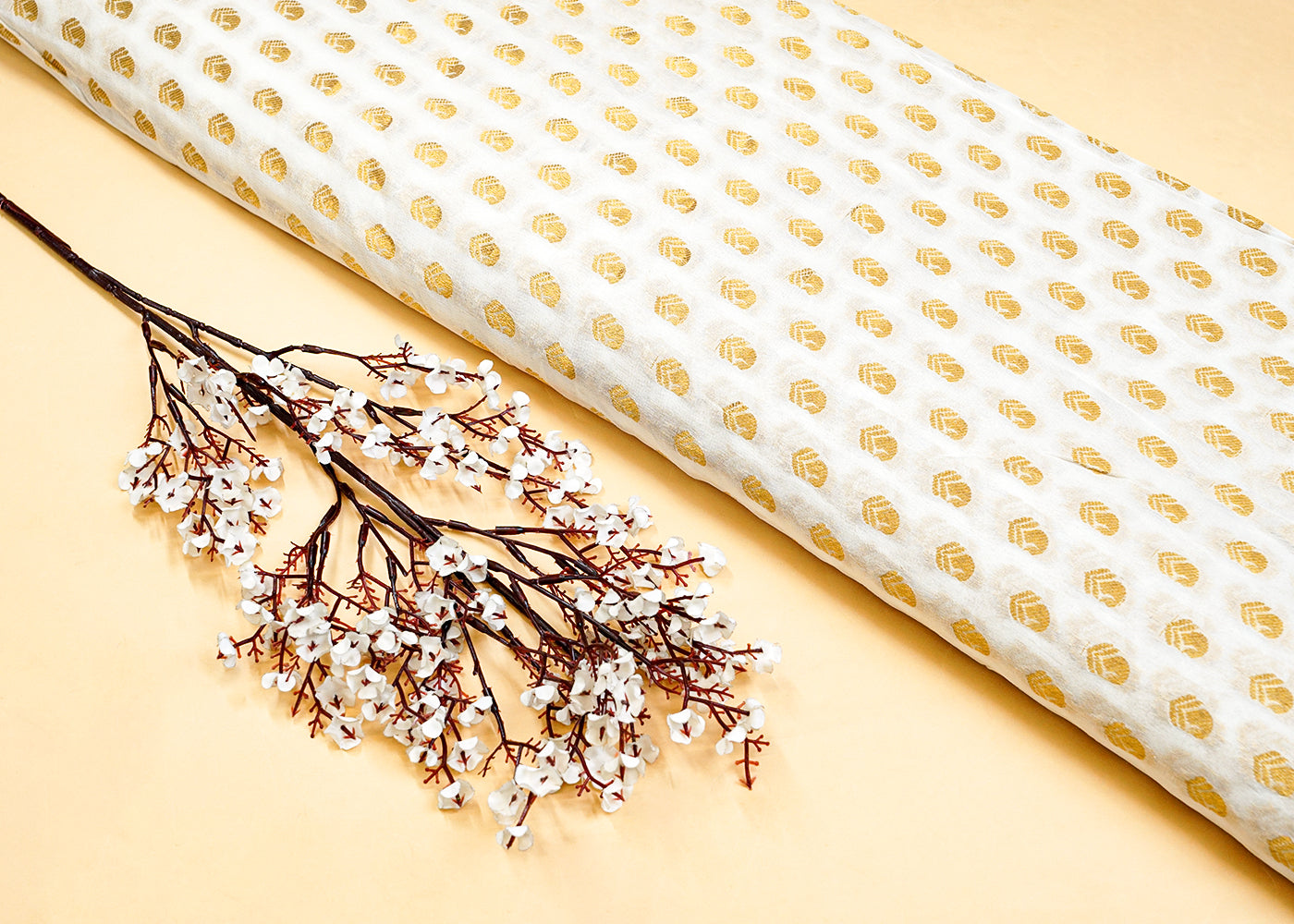 Dyeable Georgette Fabric with All Over Zari Buti 15052