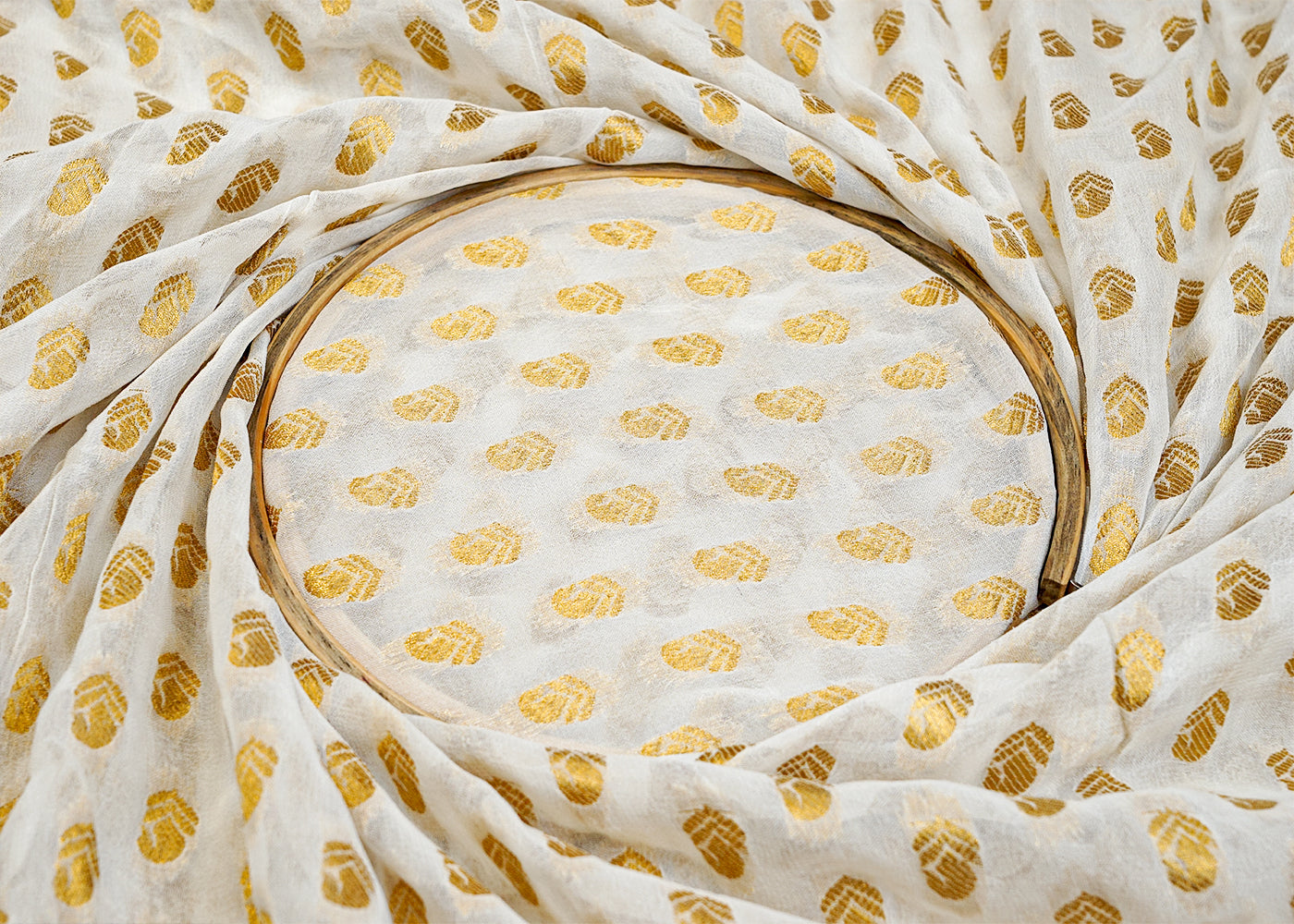 Dyeable Georgette Fabric with All Over Zari Buti 15052