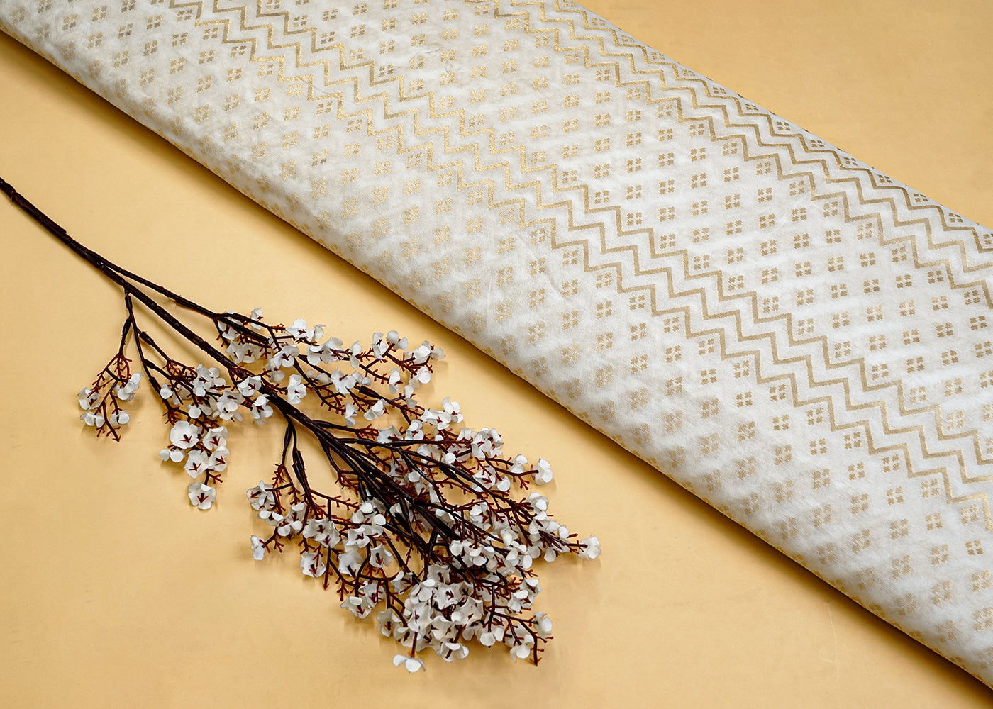 Dyeable Chanderi Fabric with All Over Zari Handloo 15058