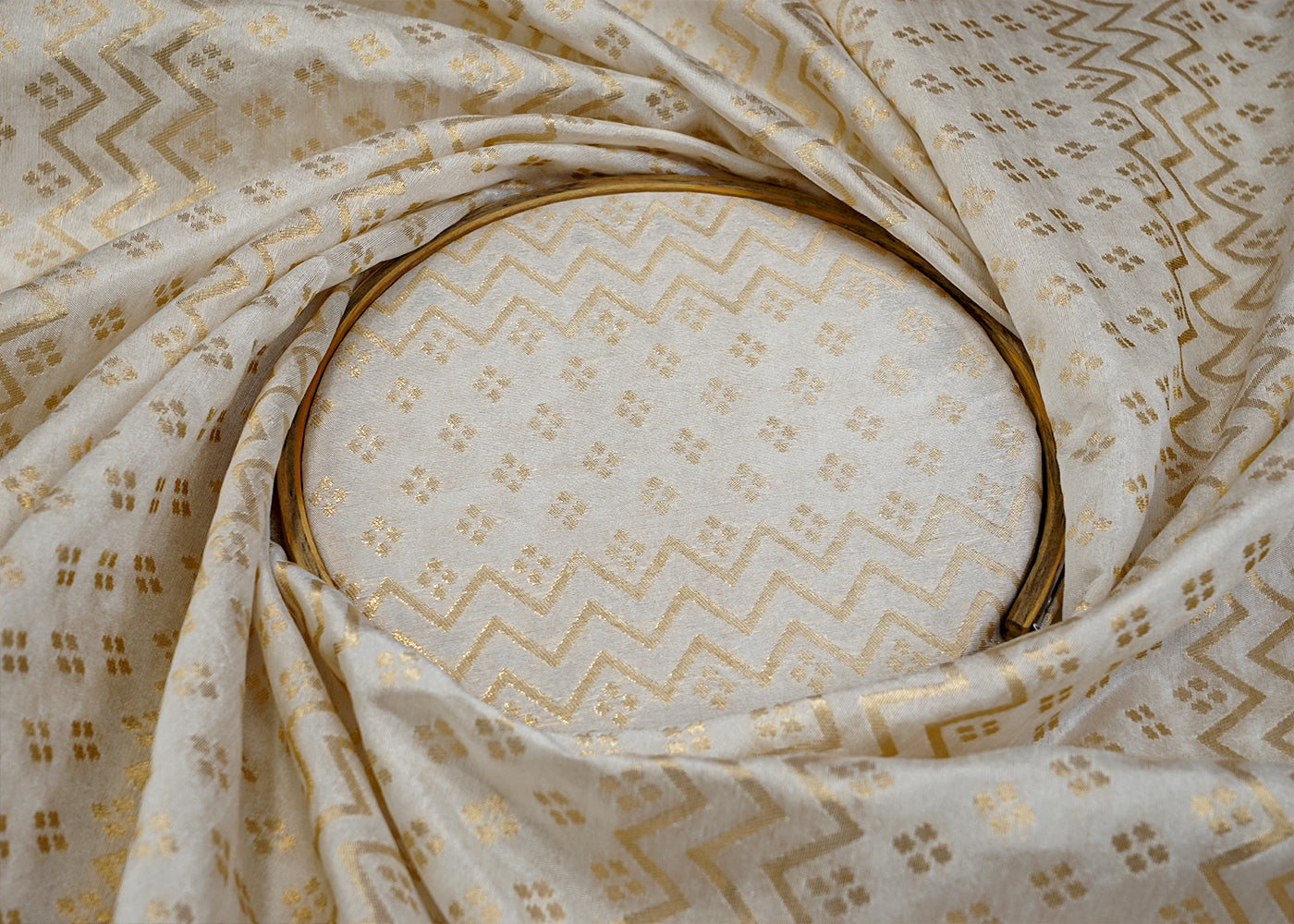 Dyeable Chanderi Fabric with All Over Zari Handloo 15058
