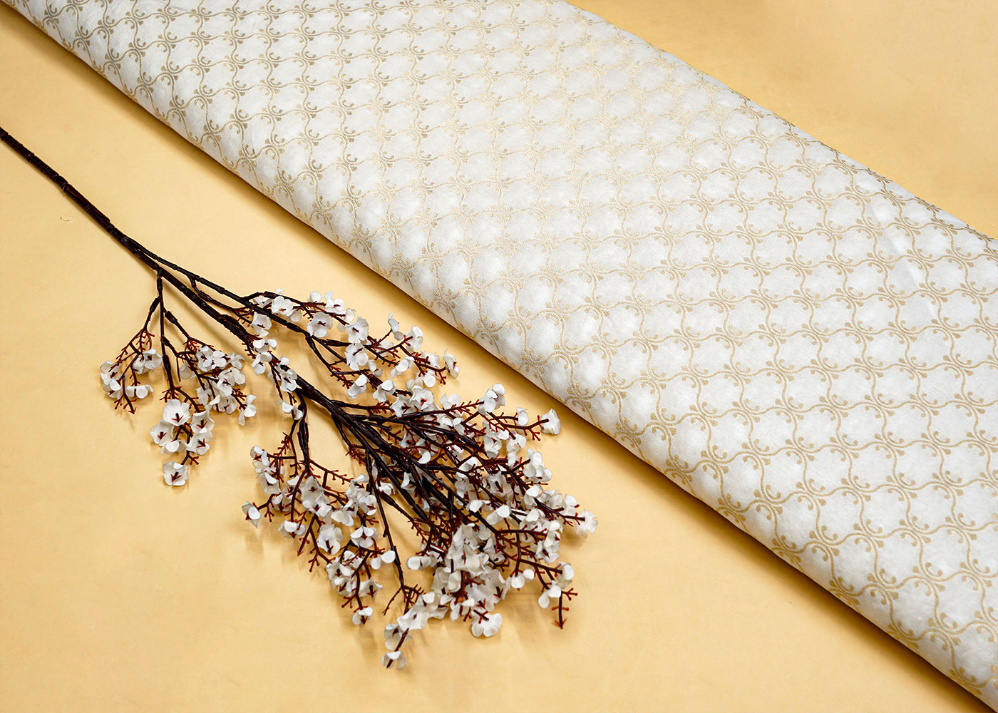 Dyeable Chanderi Fabric with All Over Zari Handloom 15061