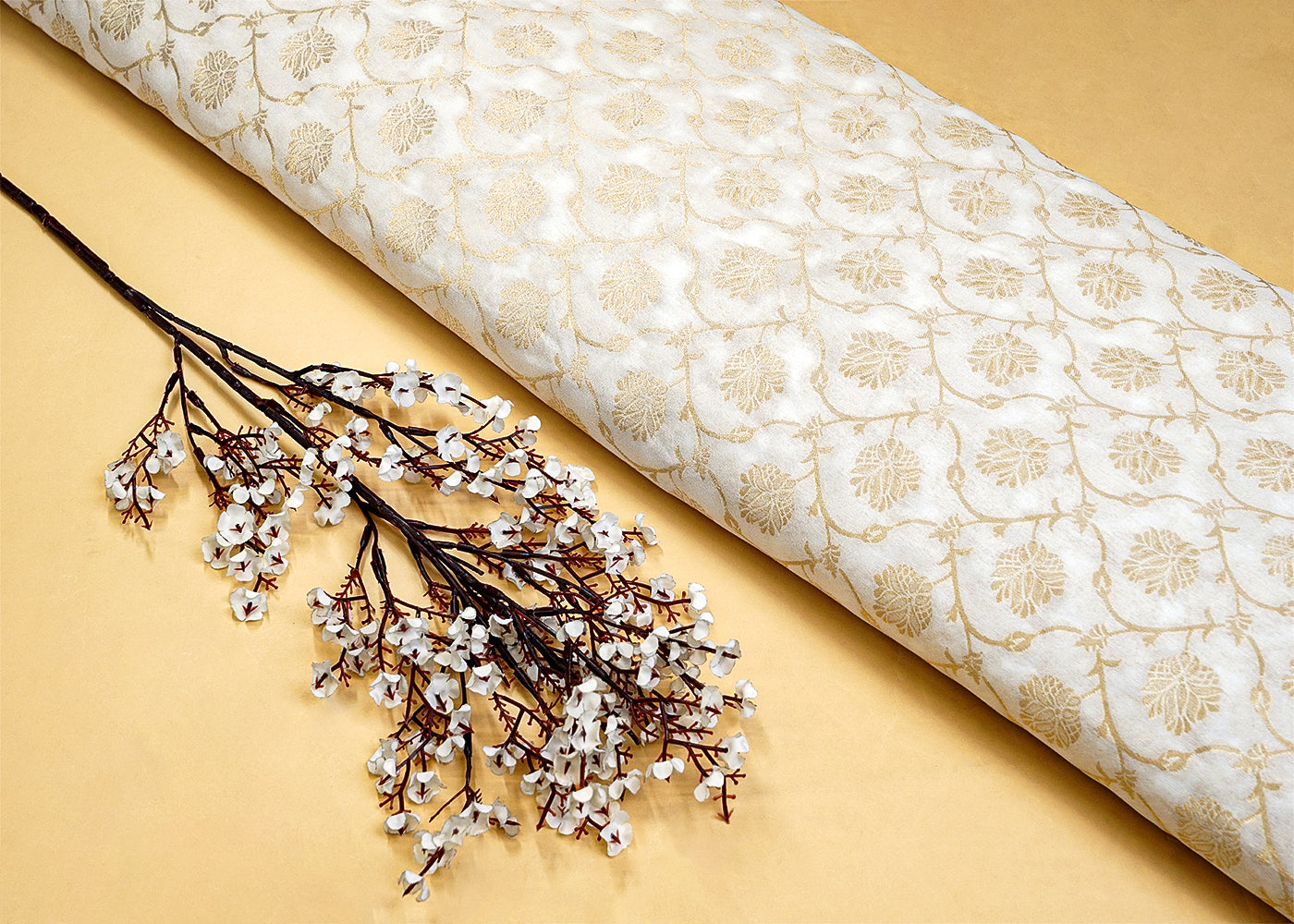 Dyeable Chanderi Fabric with All Over Zari Handloo 15065