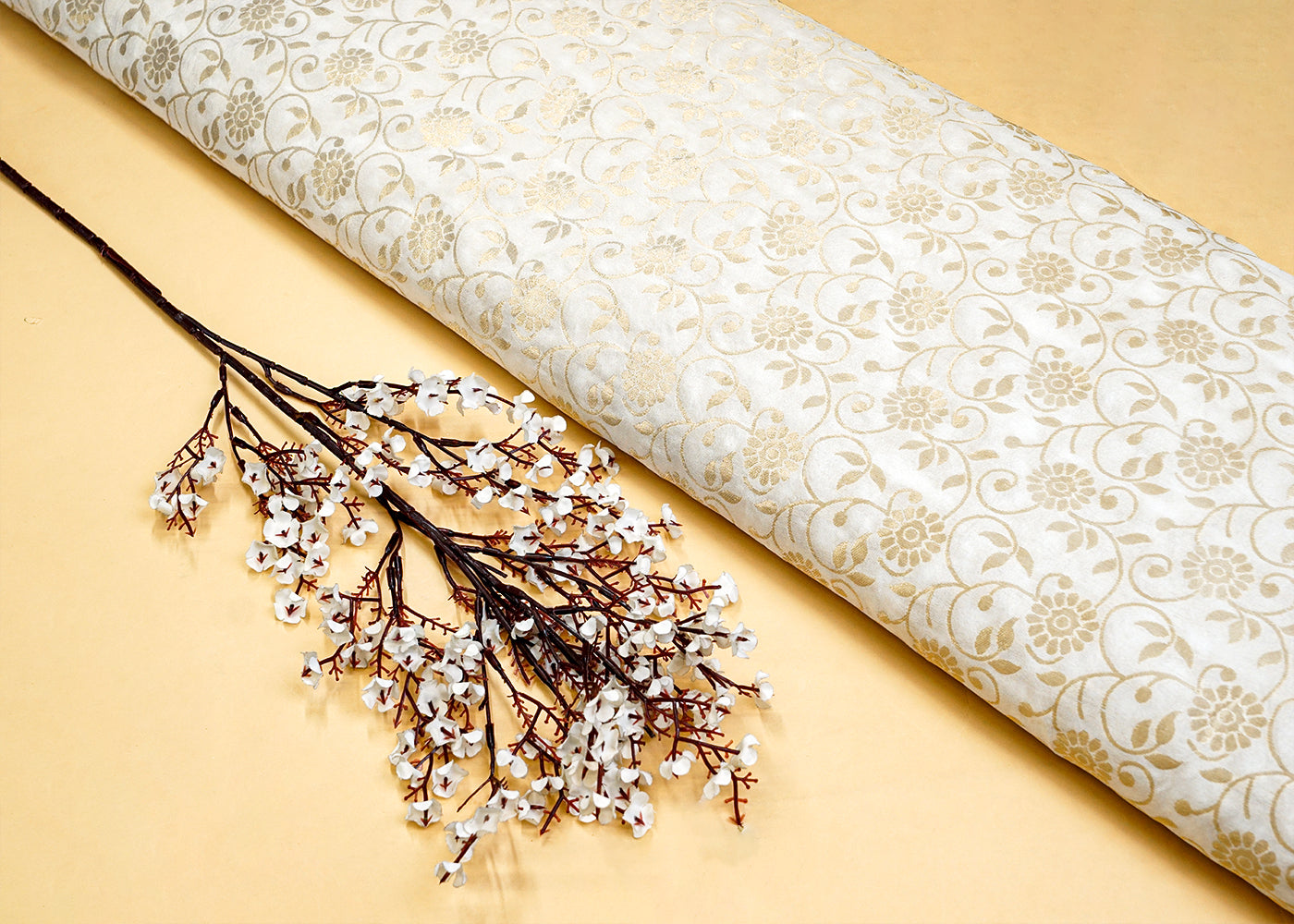 Dyeable Chanderi Fabric with All Over Zari Handloom 15066