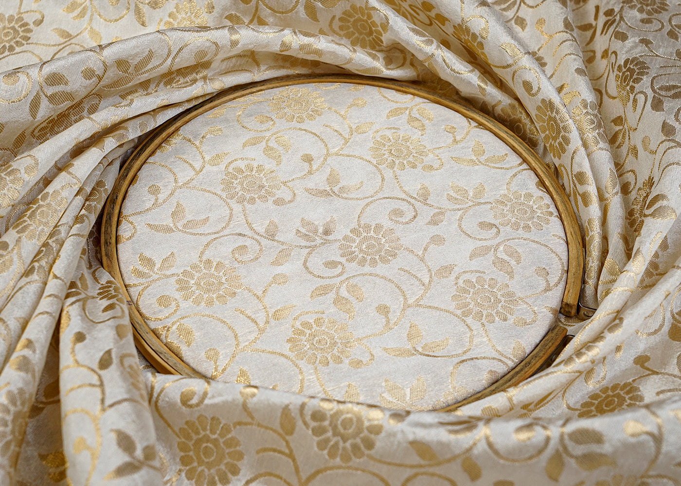 Dyeable Chanderi Fabric with All Over Zari Handloom 15066