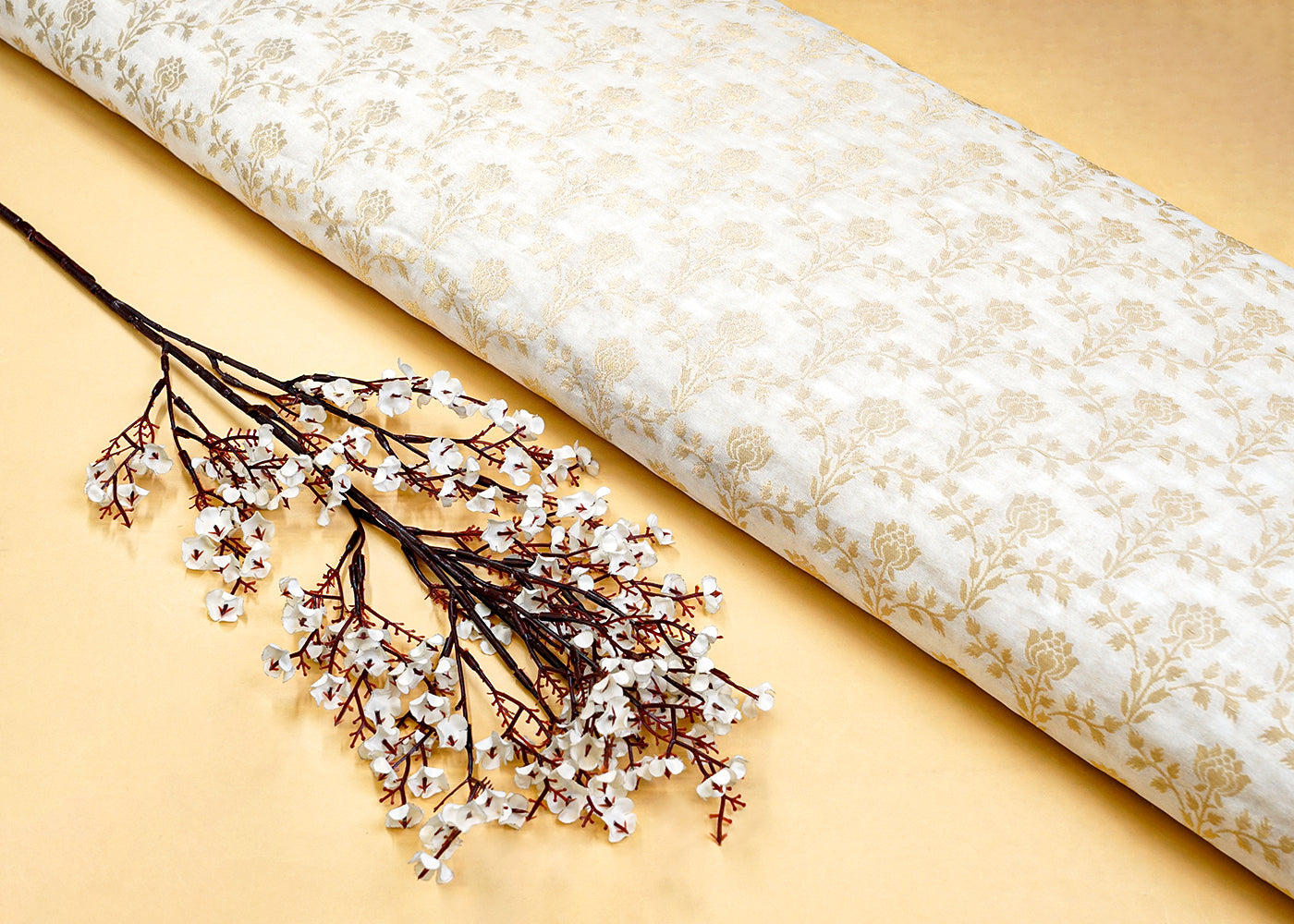 Dyeable Chanderi Fabric with All Over Zari Handloom 15069