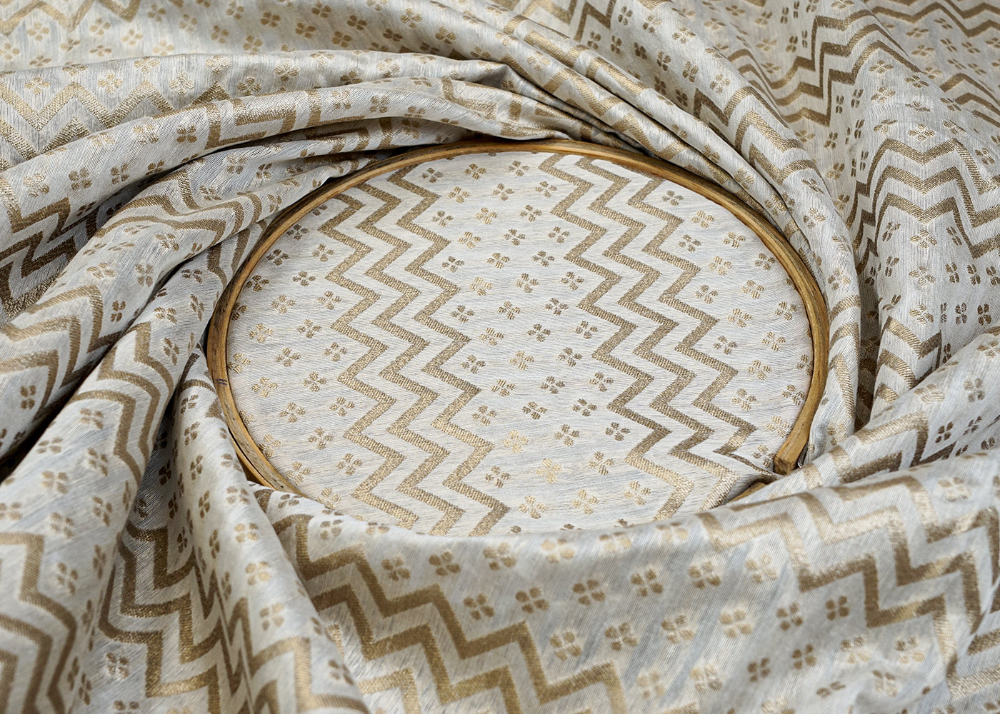 Dyeable Chanderi Fabric with All Over Zari Handloo 15071