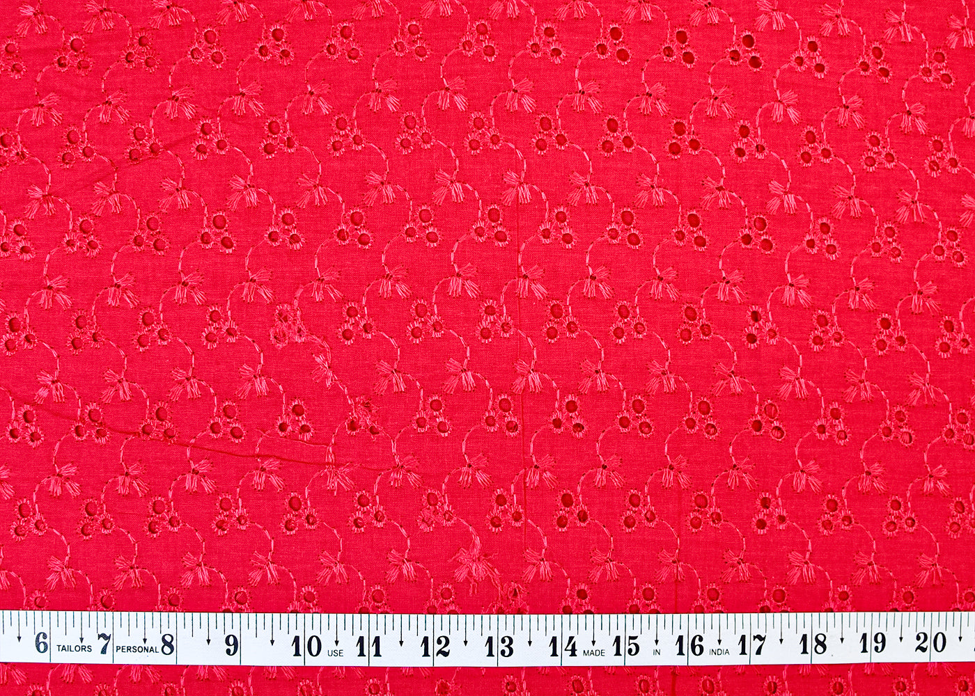 Magenta Cotton Fabric with All-Over Chikankari Cutwork 15104