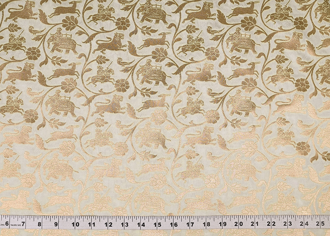 White Dyeable Silk Fabric With All Over Zari Handloom 15121