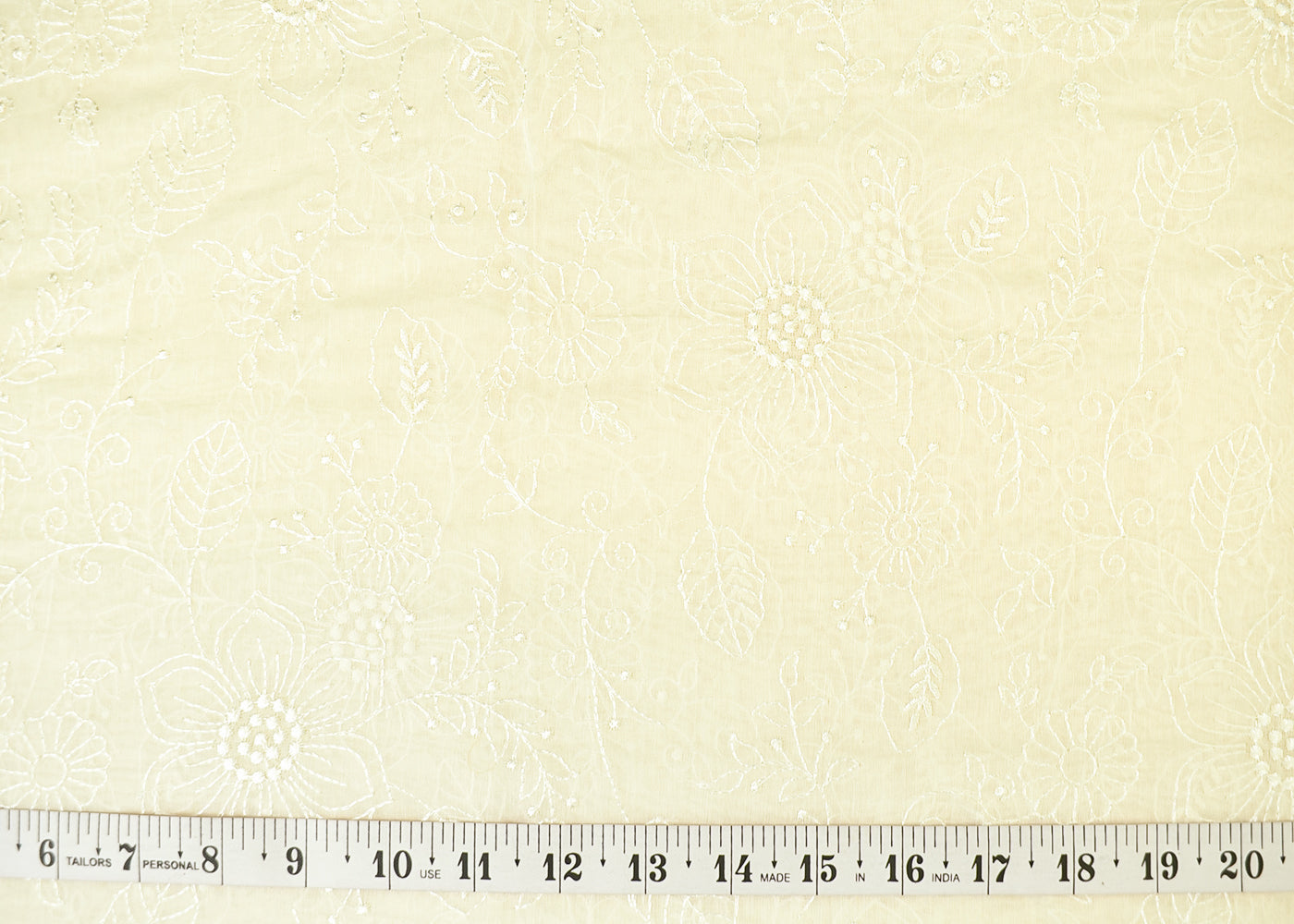 Dyeable Chanderi Fabric with All Over Thread Work Embroidery 15147