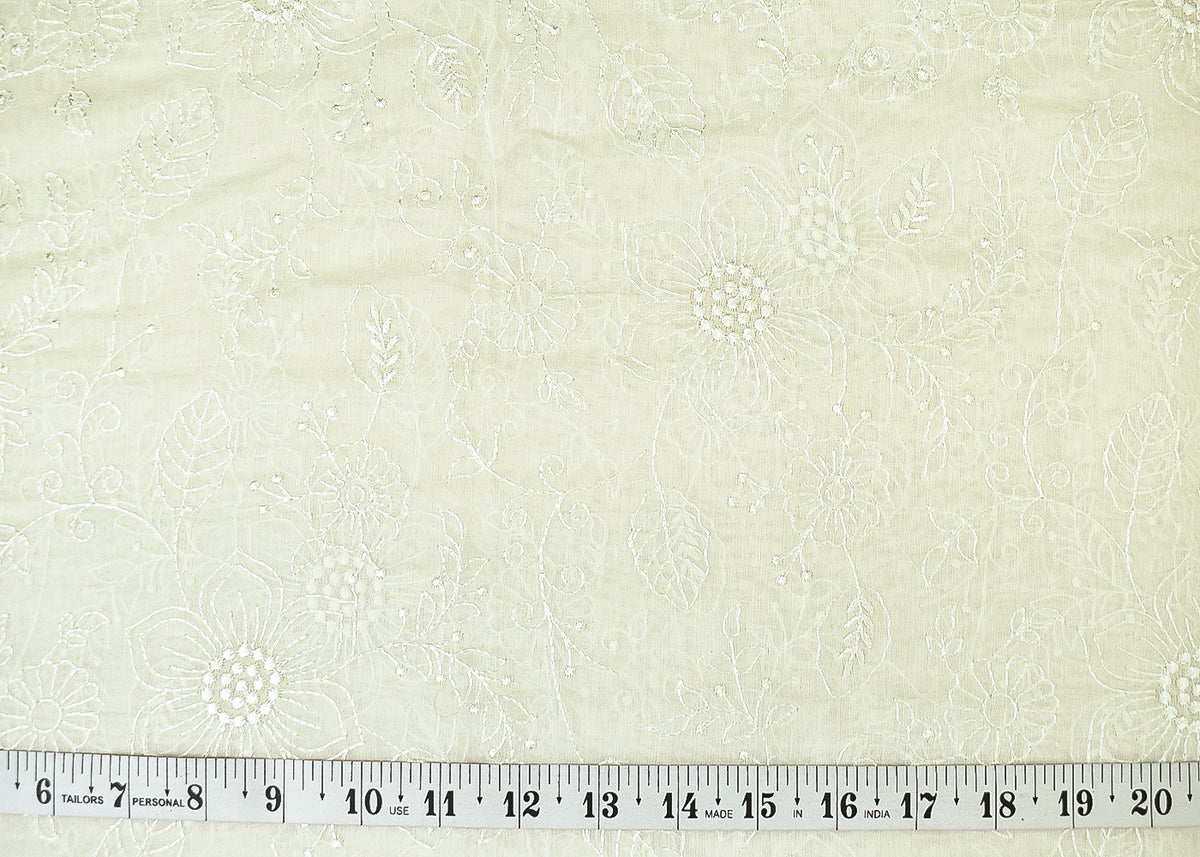 Dyeable Chanderi Fabric with All Over Thread Work Embroidery 15147