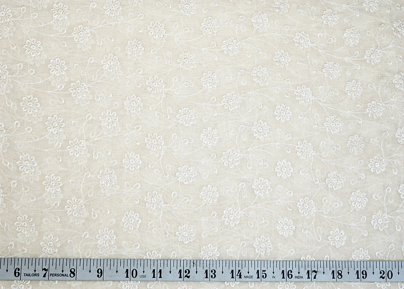 Dyeable Chanderi Fabric with All Over Thread Work Embroidery 15152