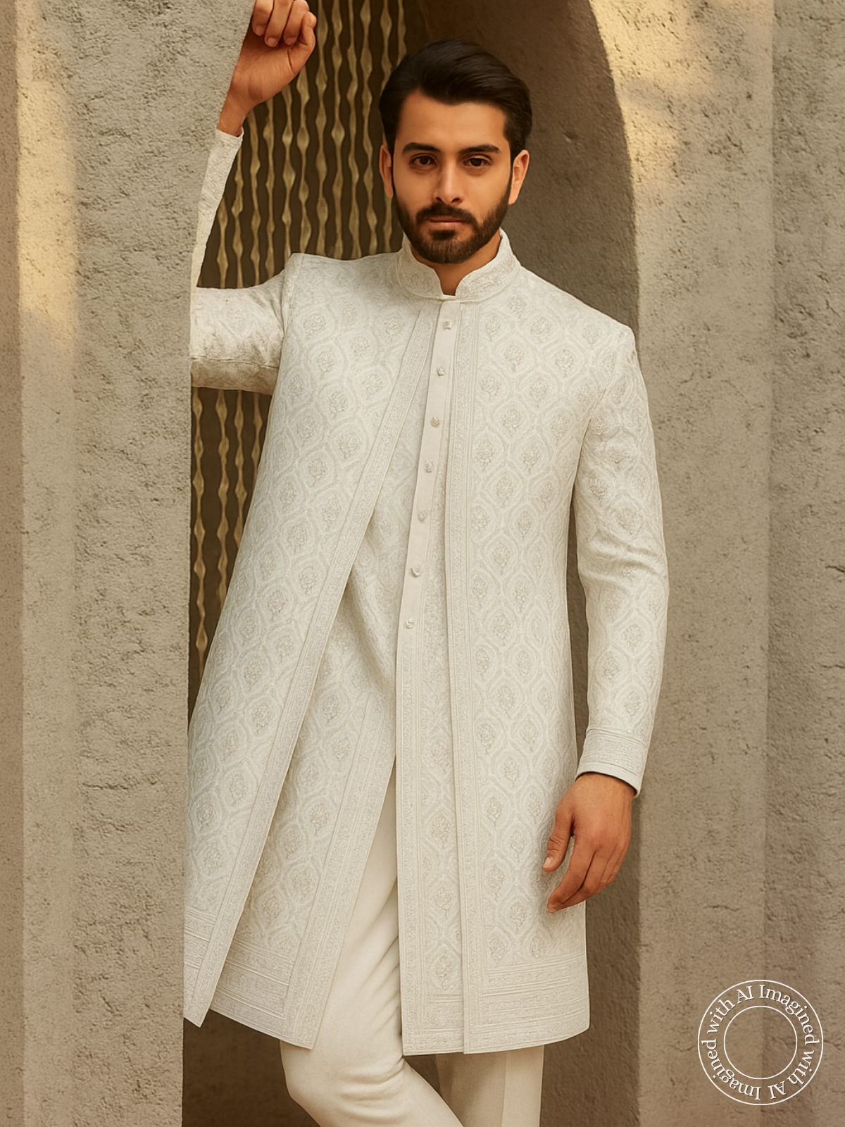 The Virasat – Unstitched White Regal Menswear Fabric 15158