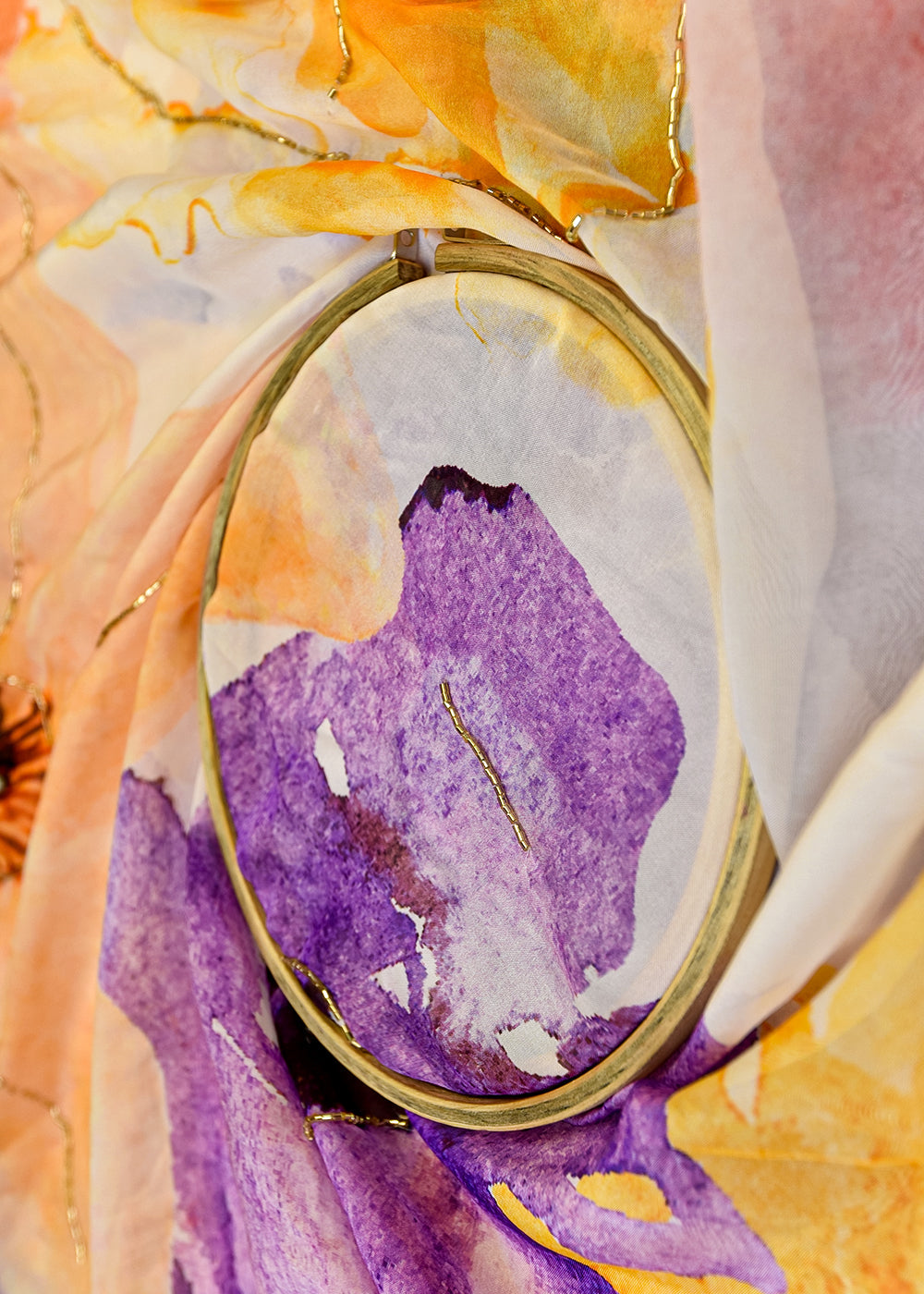 Purple-Organza-Fabric-with-All-Over-Print,-Katdana,-and-Pearl-Work-15223-close-view