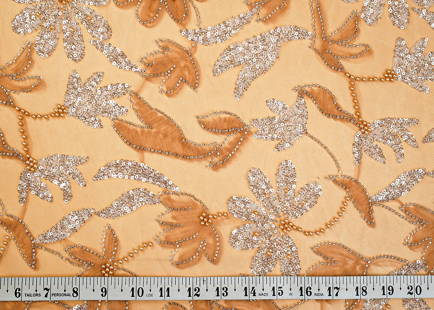 Chiku Net Fabric with All Over Appliqué Work with Katdana, Sequins, and Bead 15271