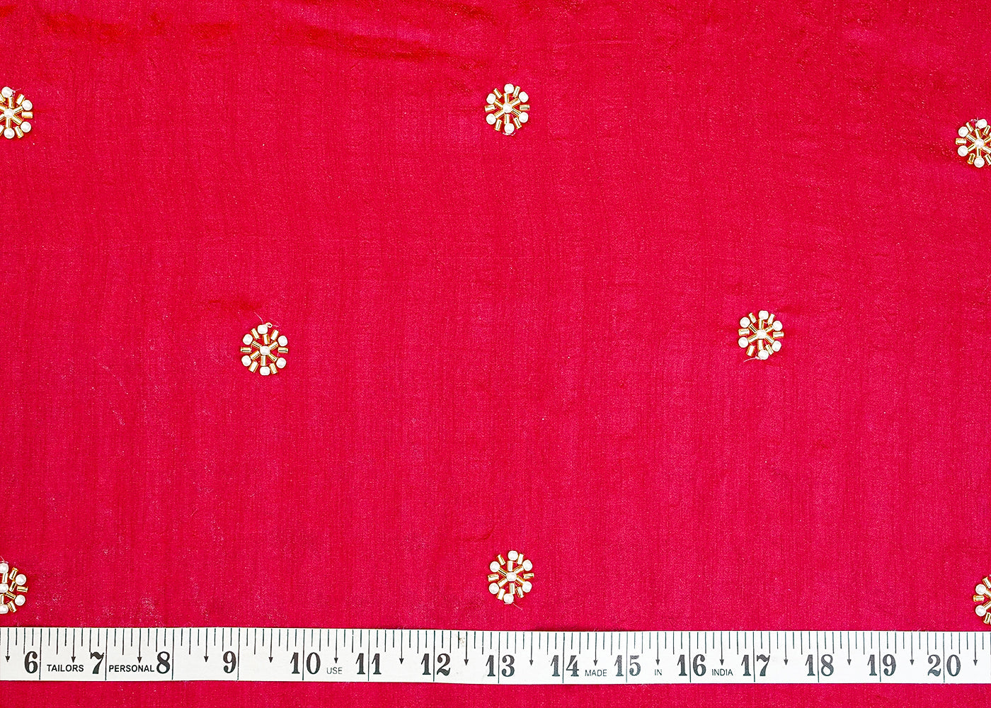 Magenta Diamond Silk Tissue Fabric with All Over Pearl and Katdana Buti 15281
