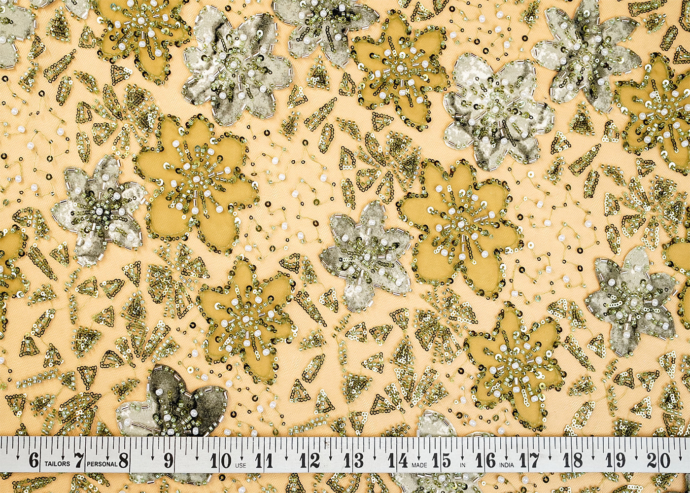 Mehendi Imported Net Fabric with All Over Katdana and Bead Work 15300