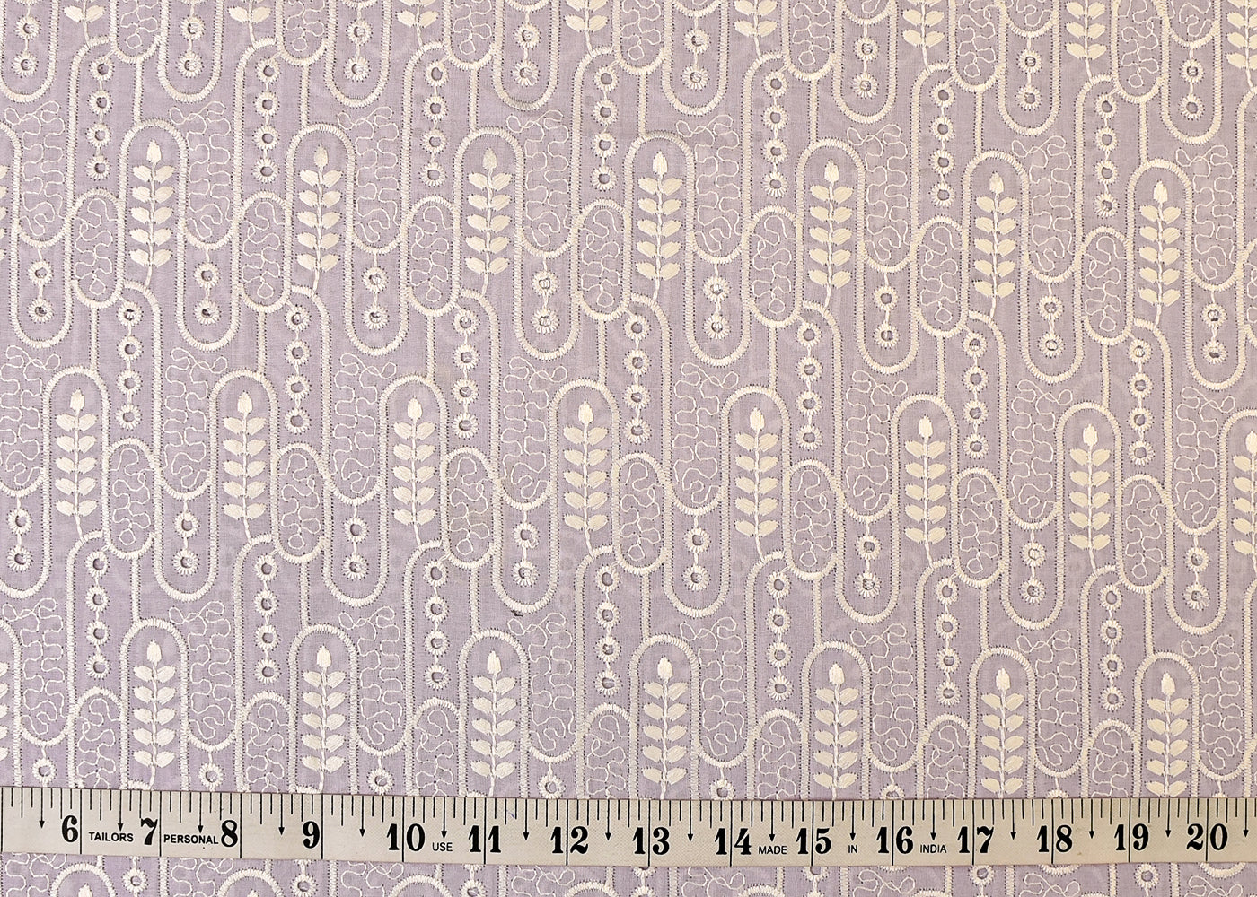 Lavender Imported Cotton Fabric with All Over Thread Work 15330