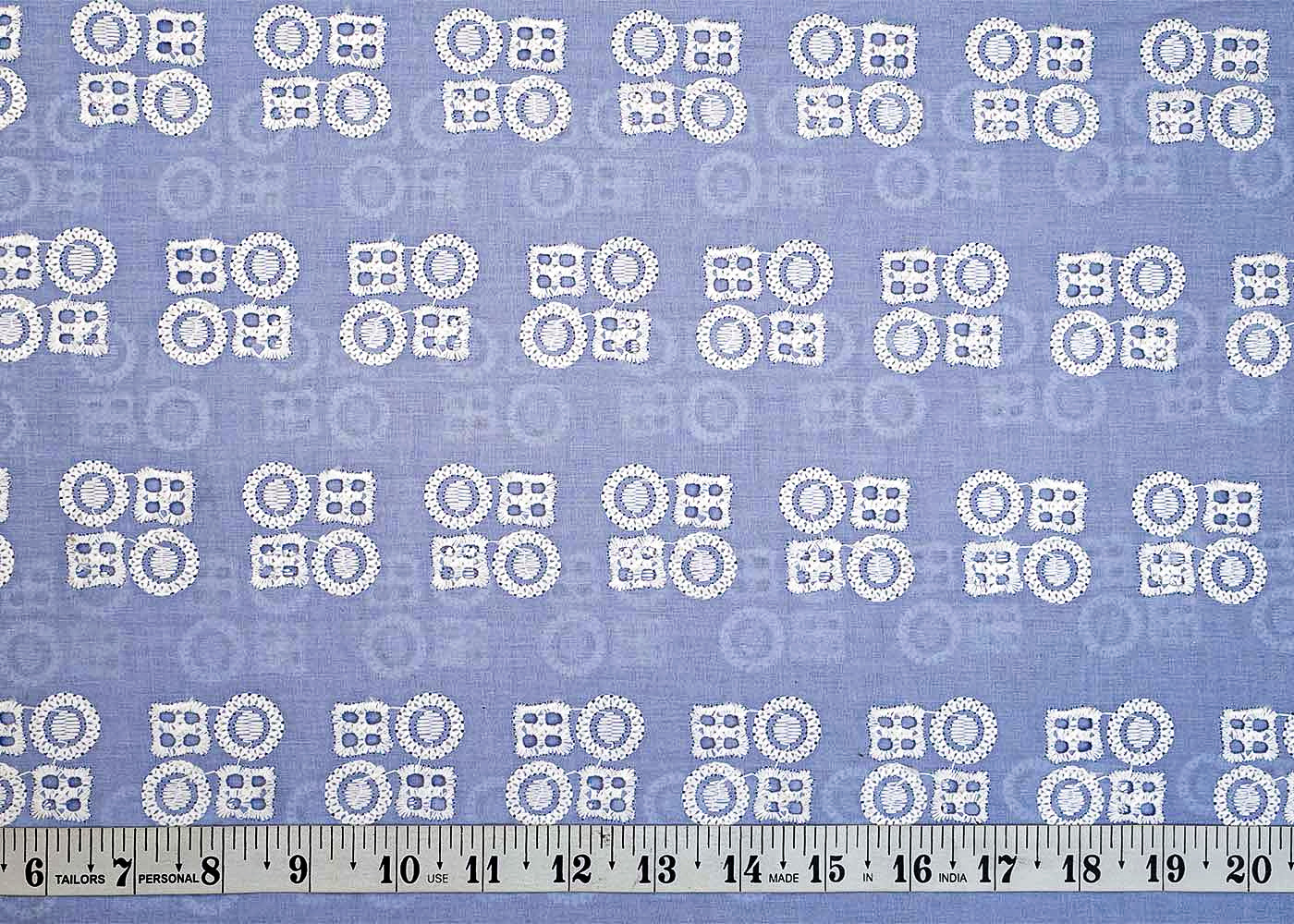 Light Blue Imported Cotton Fabric with All Over Thread Work 15333