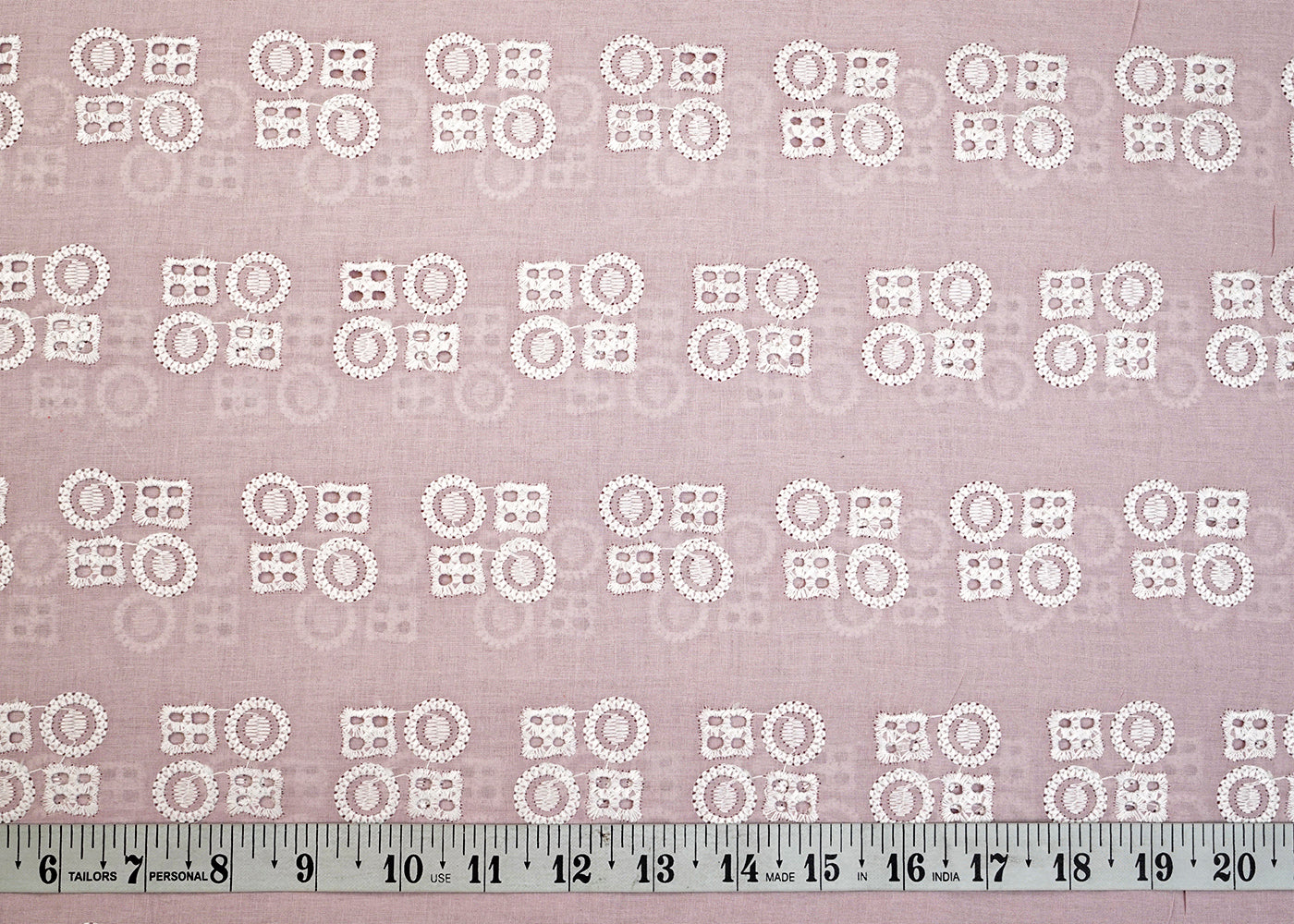 Pastel Pink Imported Cotton Fabric with All Over Thread Work 15334