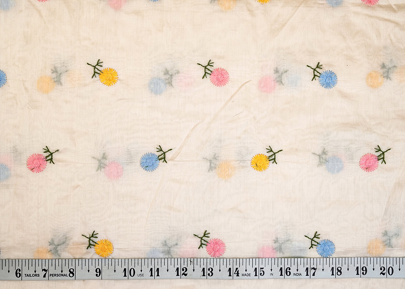 Off White Modal Muslin Fabric with All Over Thread Work 15345