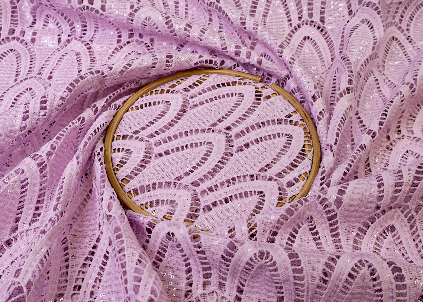 Lavender Imported Crepe Fabric with All-Over Cutwork 15349