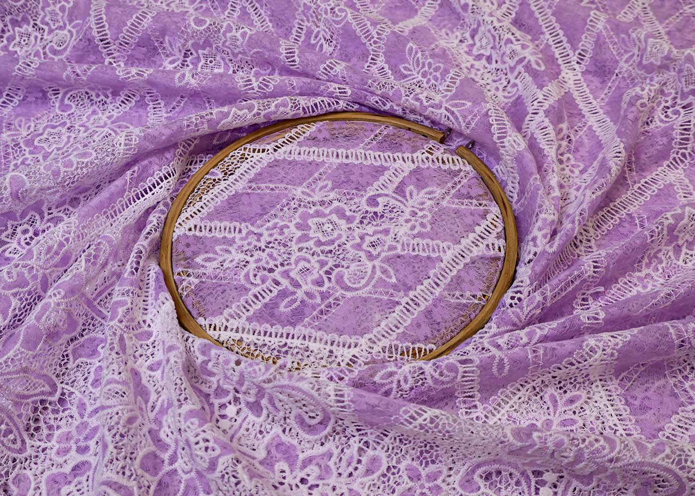 Lavender Imported Sandlin Lace with All-Over Cutwork 15352