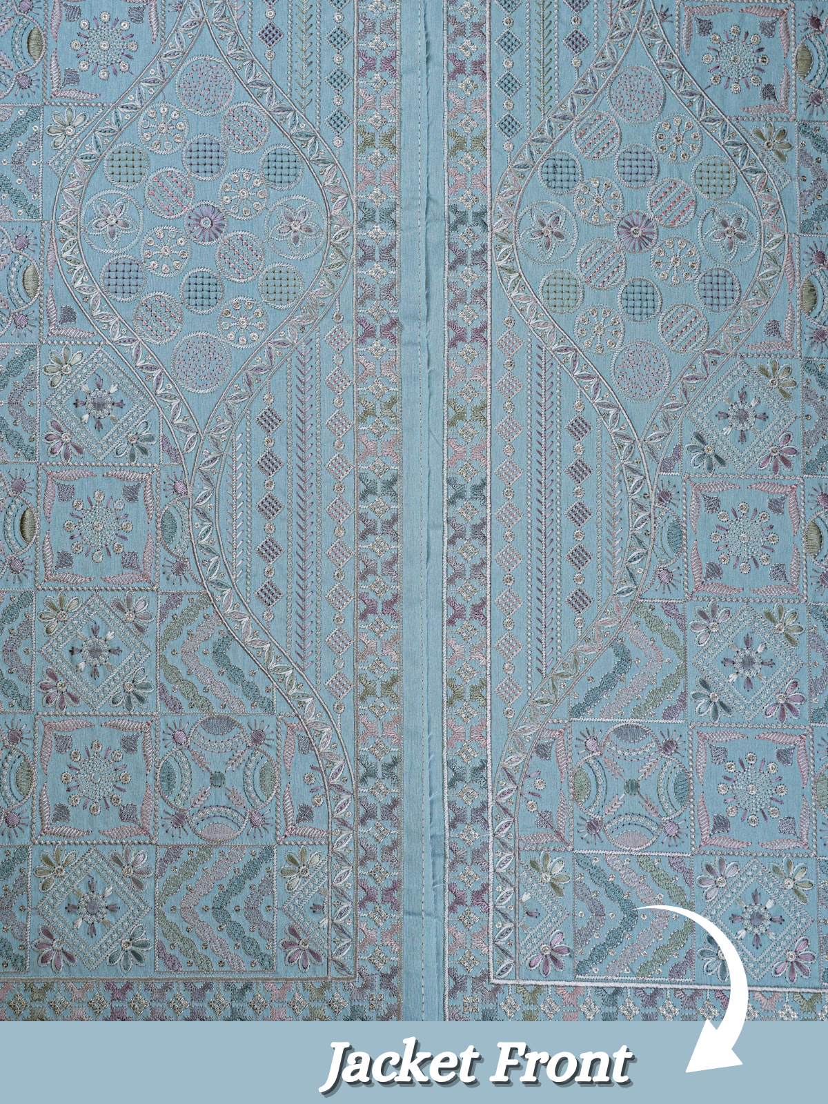 The Riwaayat – Unstitched Sky Blue Nehru Jacket Fabric for Men 15419