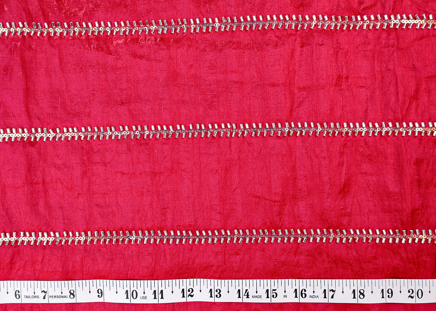 Rani Diamond Silk Fabric with All Over Katdana and Sequins Stripes 15459