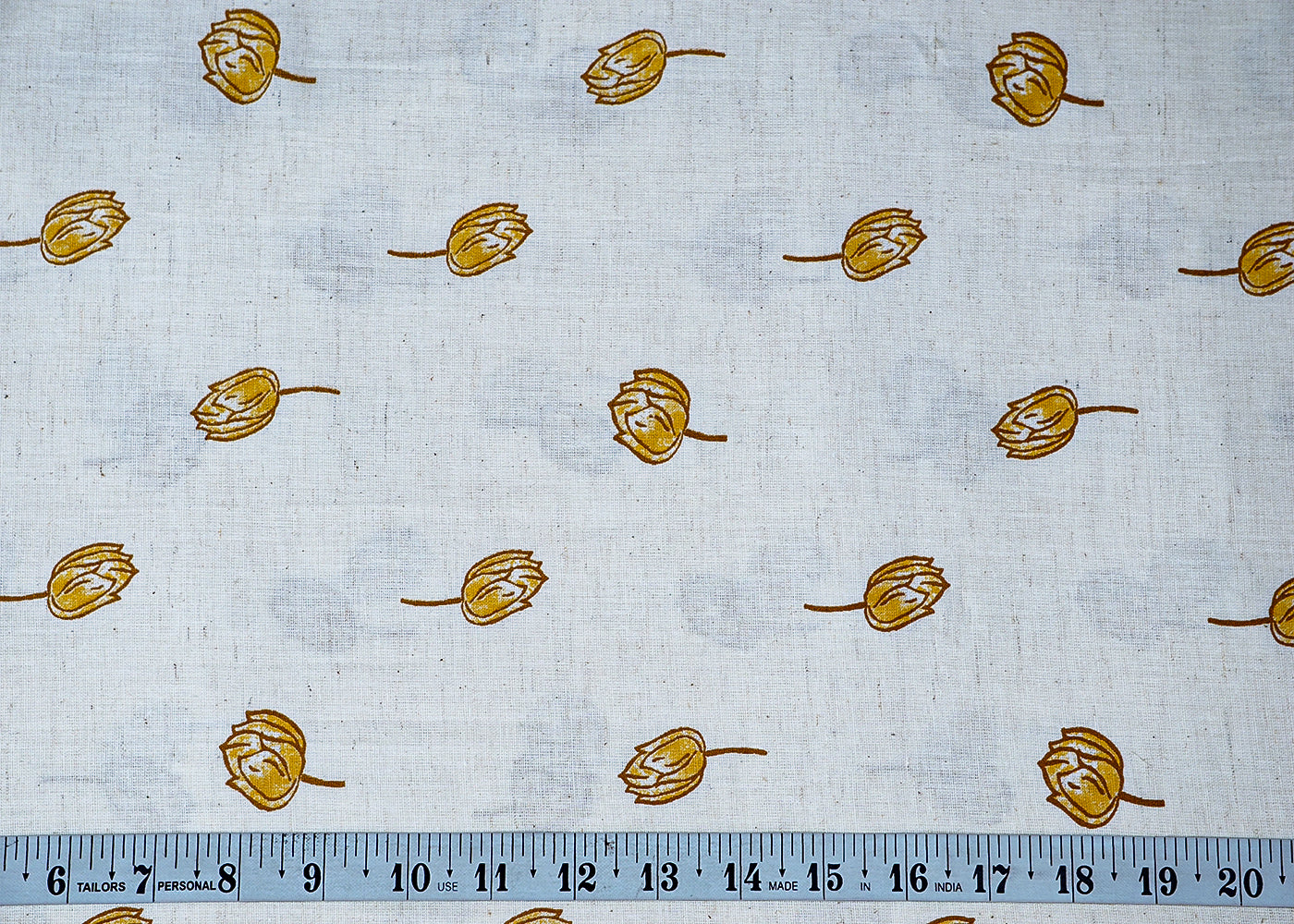 Mustard Cotton Flex Fabric with Hand Block Allover Floral Print 15488