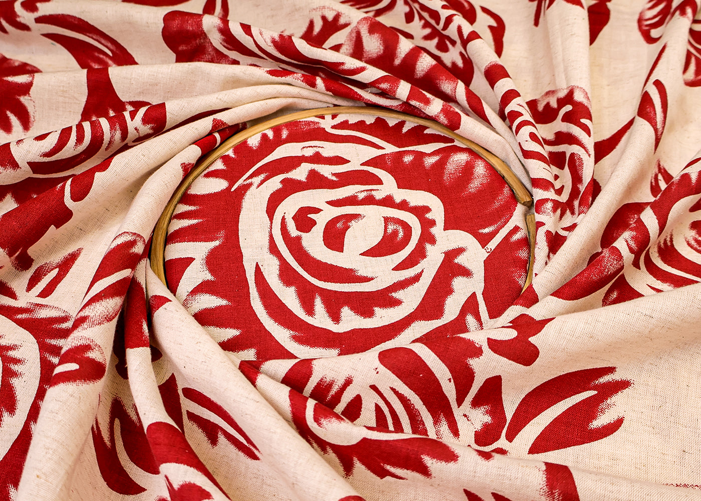 Maroon Cotton Flex Fabric with Hand Block Allover Floral Print 15497
