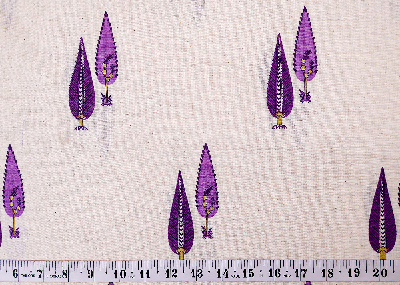Purple Cotton Flex Fabric with Hand Block Allover Traditional Print 15498