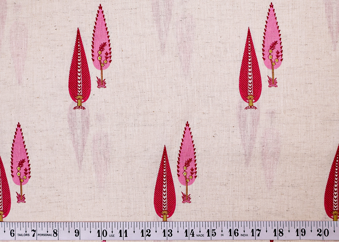 Pink Cotton Flex Fabric with Hand Block Allover Traditional Print 15501