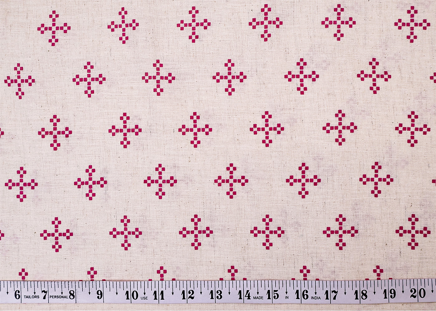 Dark Pink Cotton Flex Fabric with Hand Block Allover Traditional Print 15503