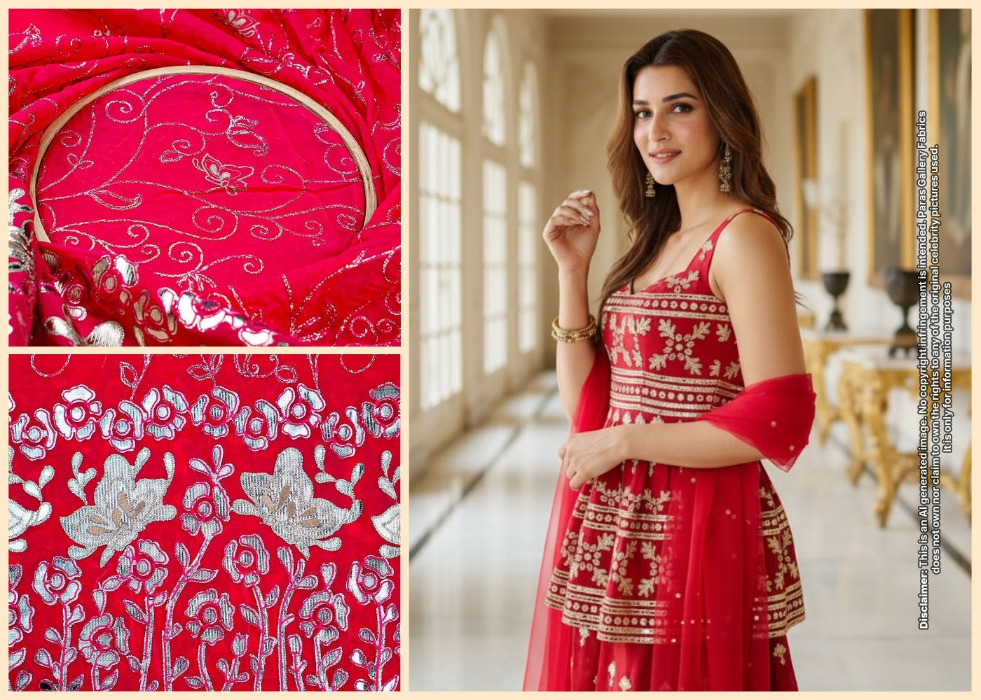 Kriti Sanon Inspired Edition | Magenta Embroidered Organza Unstitched Fabric 15599