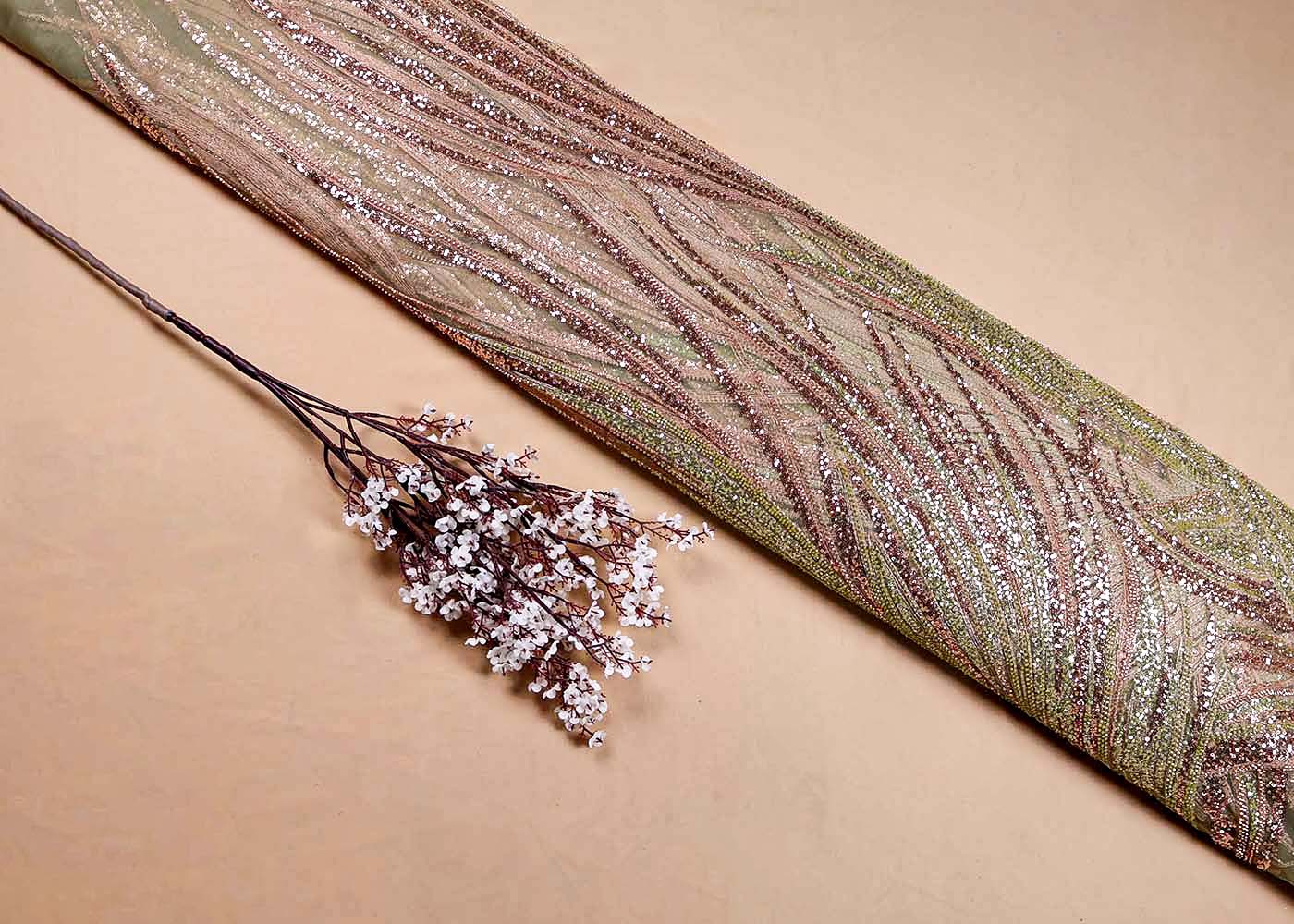 Pista Imported Net with All-Over Bead and Sequins Work 15613