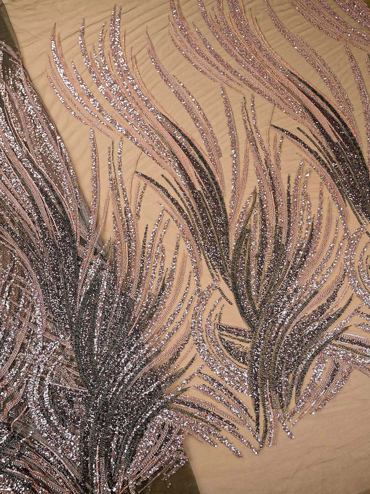 Mehendi Green Imported Net with All-Over Bead and Sequins Work 15617