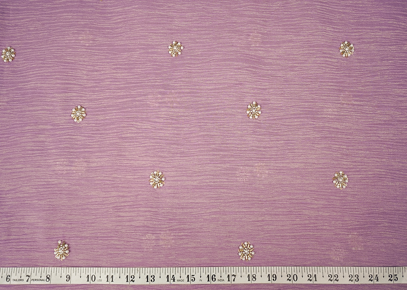 Chinese Violet Crushed Tissue Fabric with All-Over Bead, Sequins & Katdana Buti Work 15642