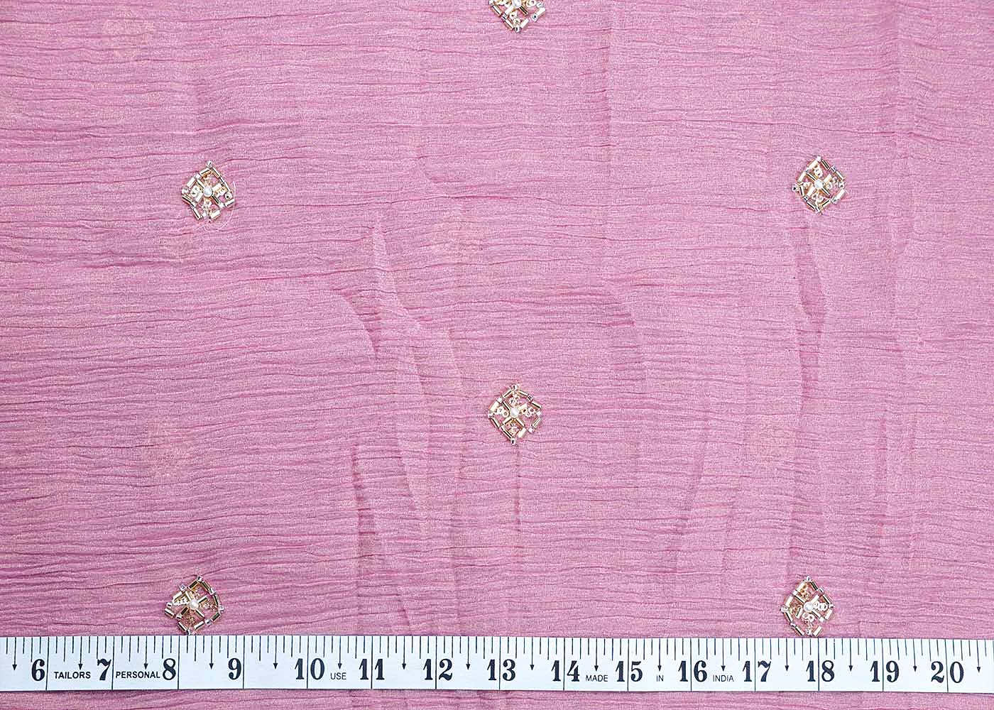 Onion Crushed Tissue Fabric With All Over Katdana And Bead Work 15651