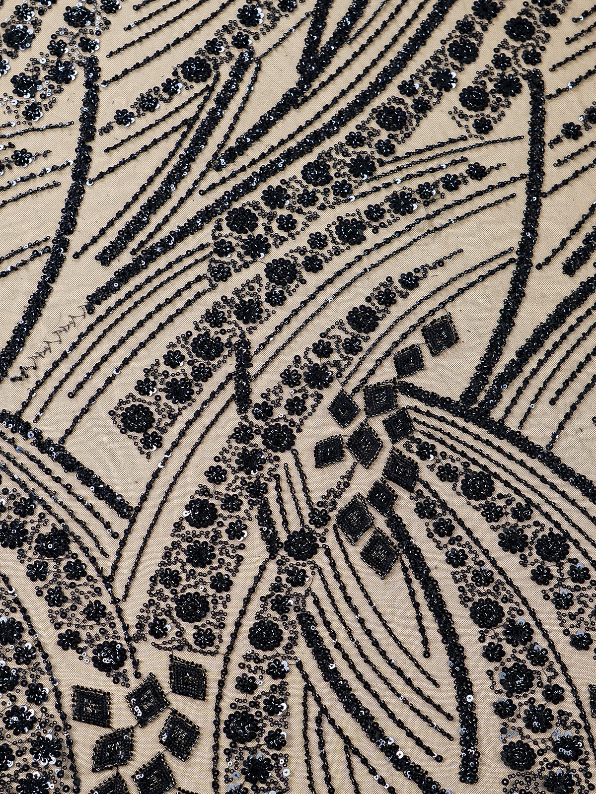 Black Net Fabric With All Over Katdana And Sequins Work 15677