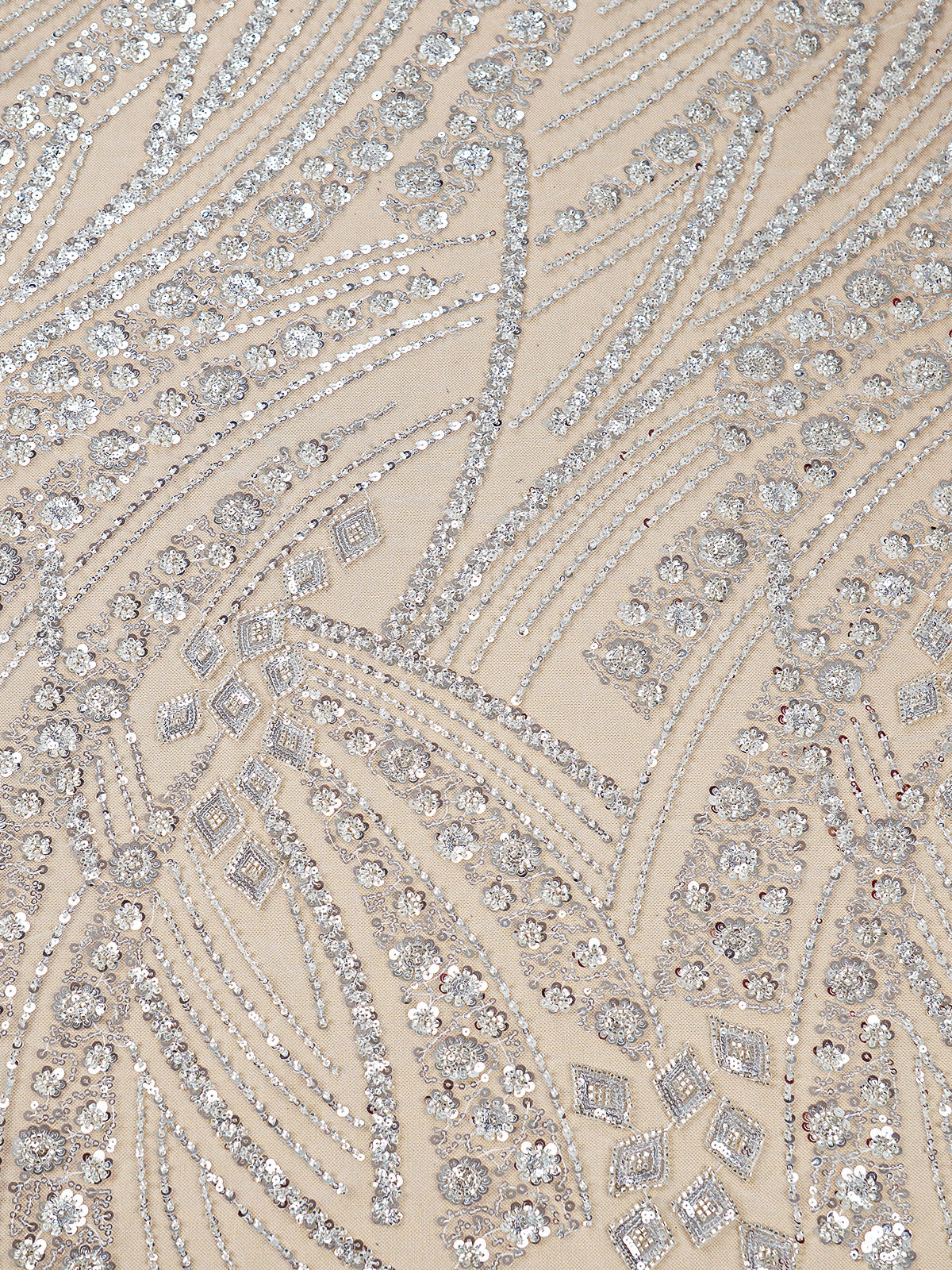 White Imported Net Fabric With All Over Katdana And Sequins Work 15678