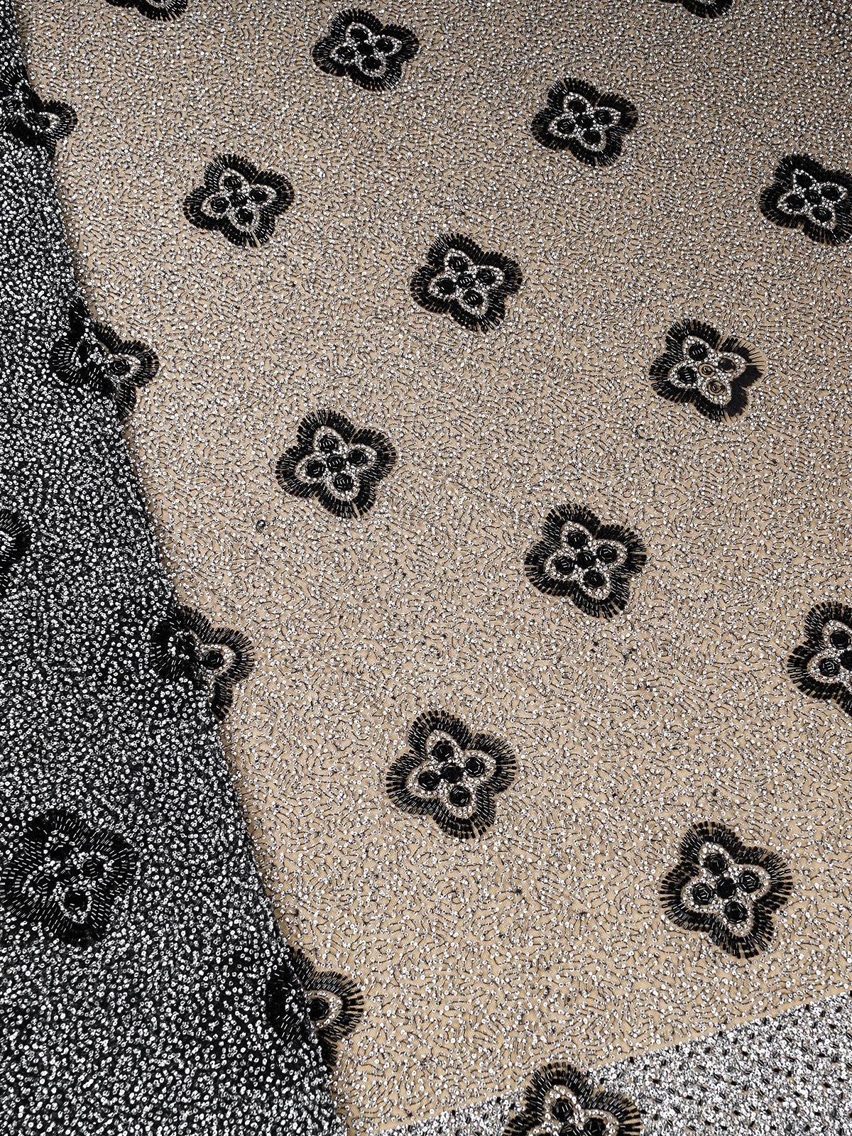 Black Imported Net Fabric with All-Over Sequins and Katdana Work 15693