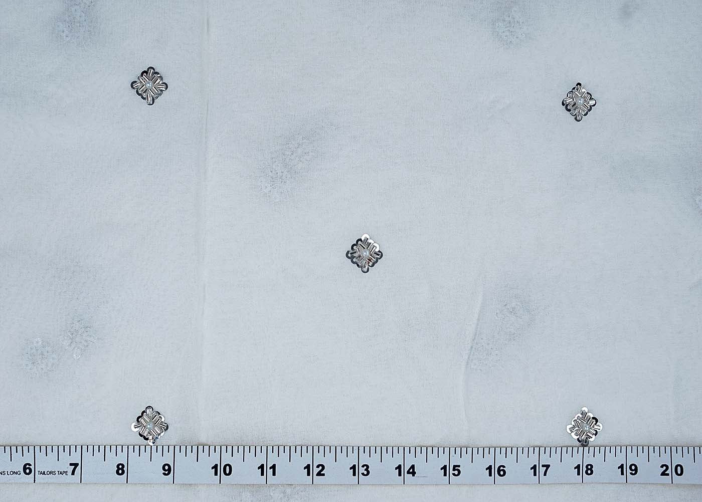 Dyeable Georgette White Fabric with All-Over Katdana and Silver Sequins Work 15707
