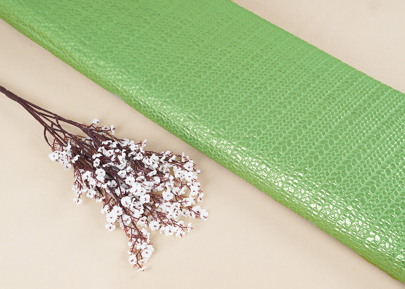 Green Korean Georgette Fabric With All Over Bubble Textured Fabric 15727