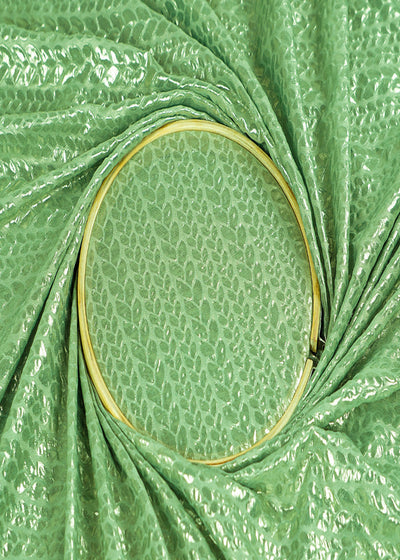 Green Korean Georgette Fabric With All Over Bubble Textured Fabric 15727