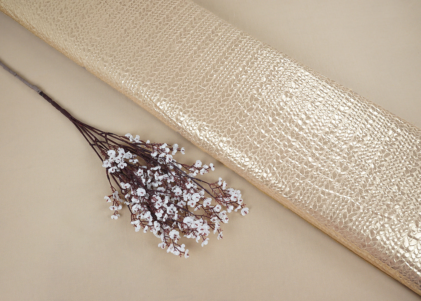 Dark Beige Korean Georgette Fabric With All Over Bubble Textured Fabric 15730